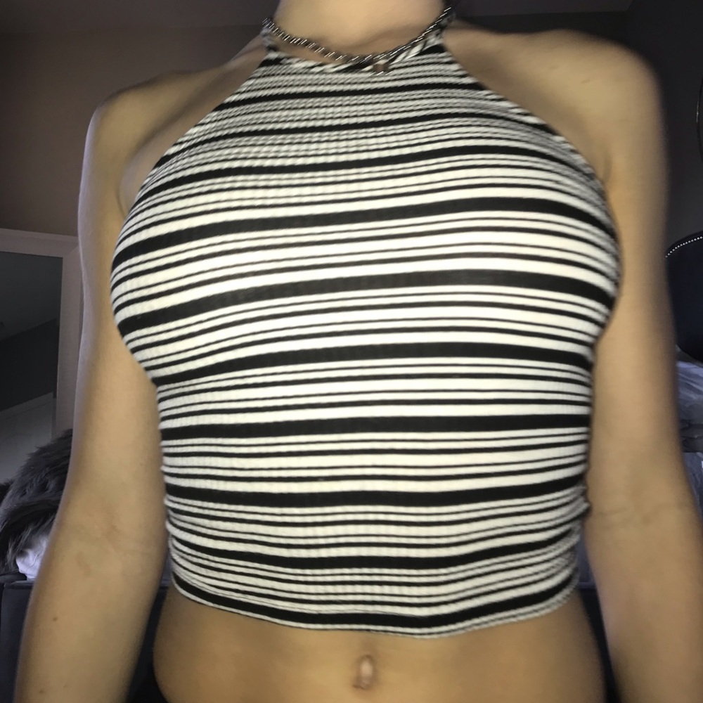 Halter neck Striped Tank Top
